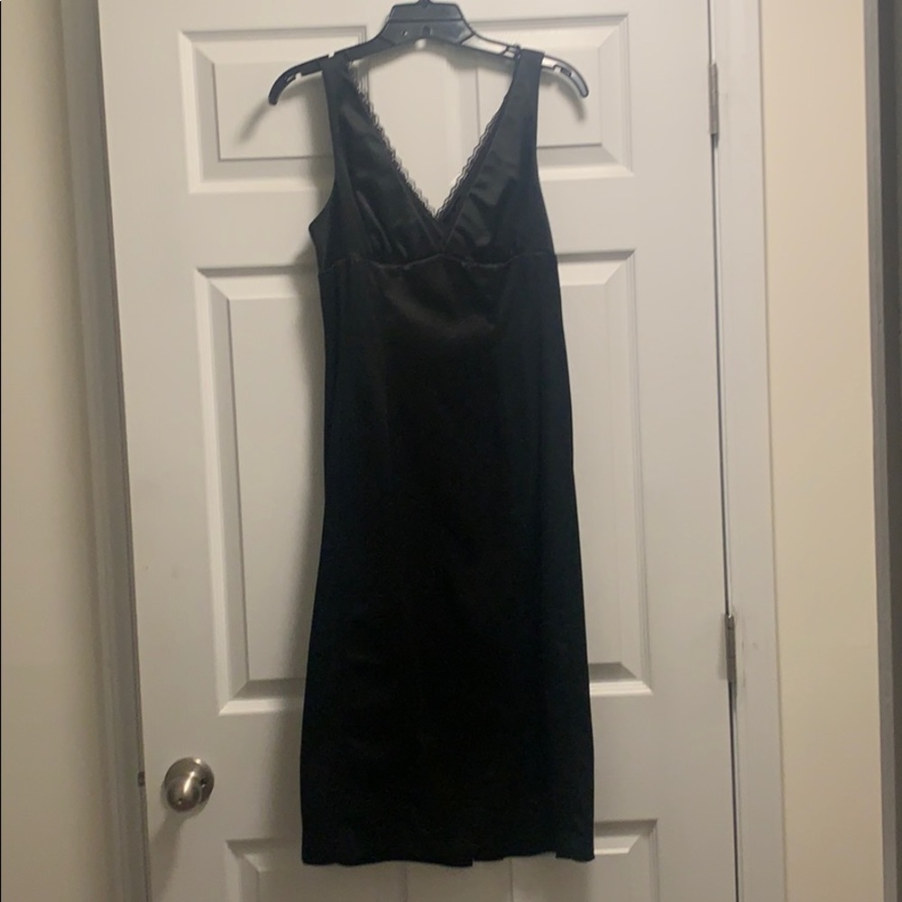black satin bebe pencil dress